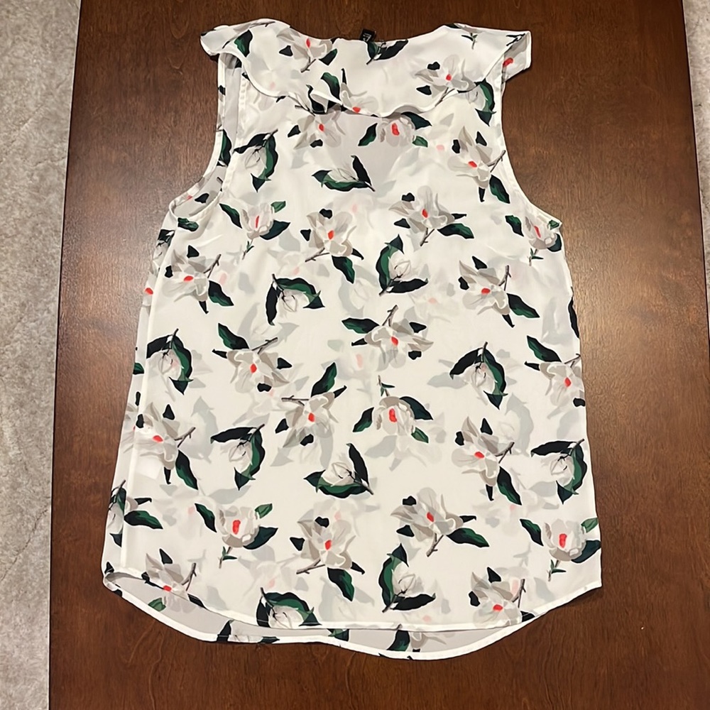 Banana Republic Sleeveless Floral Ruffle Top XS